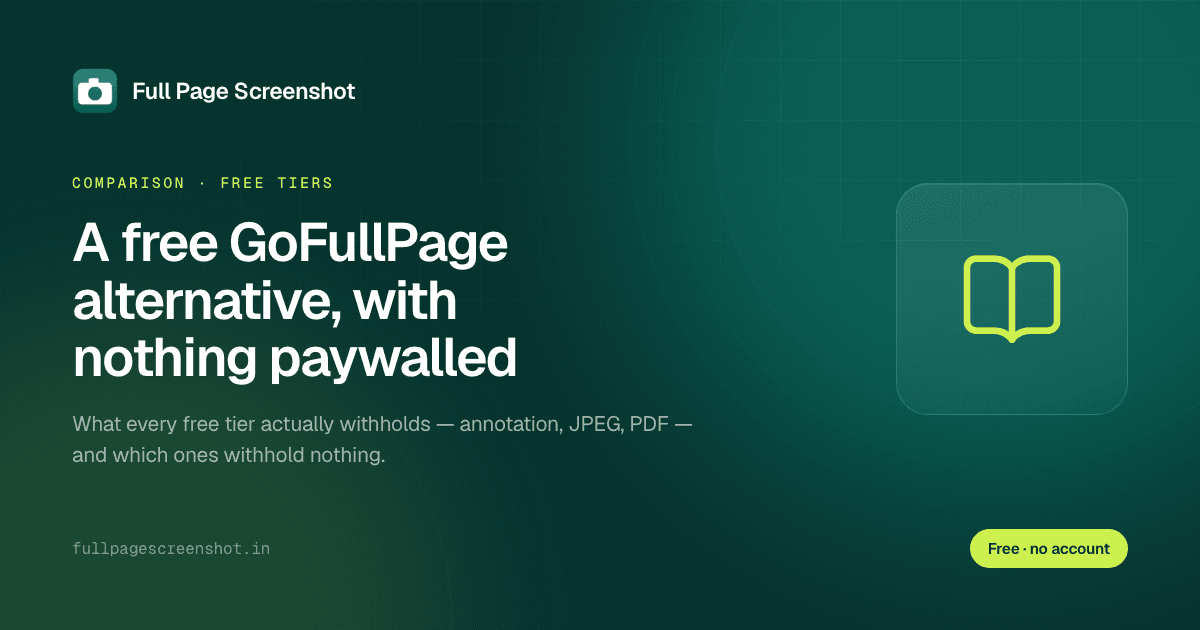 A free GoFullPage alternative, with nothing behind a paywall